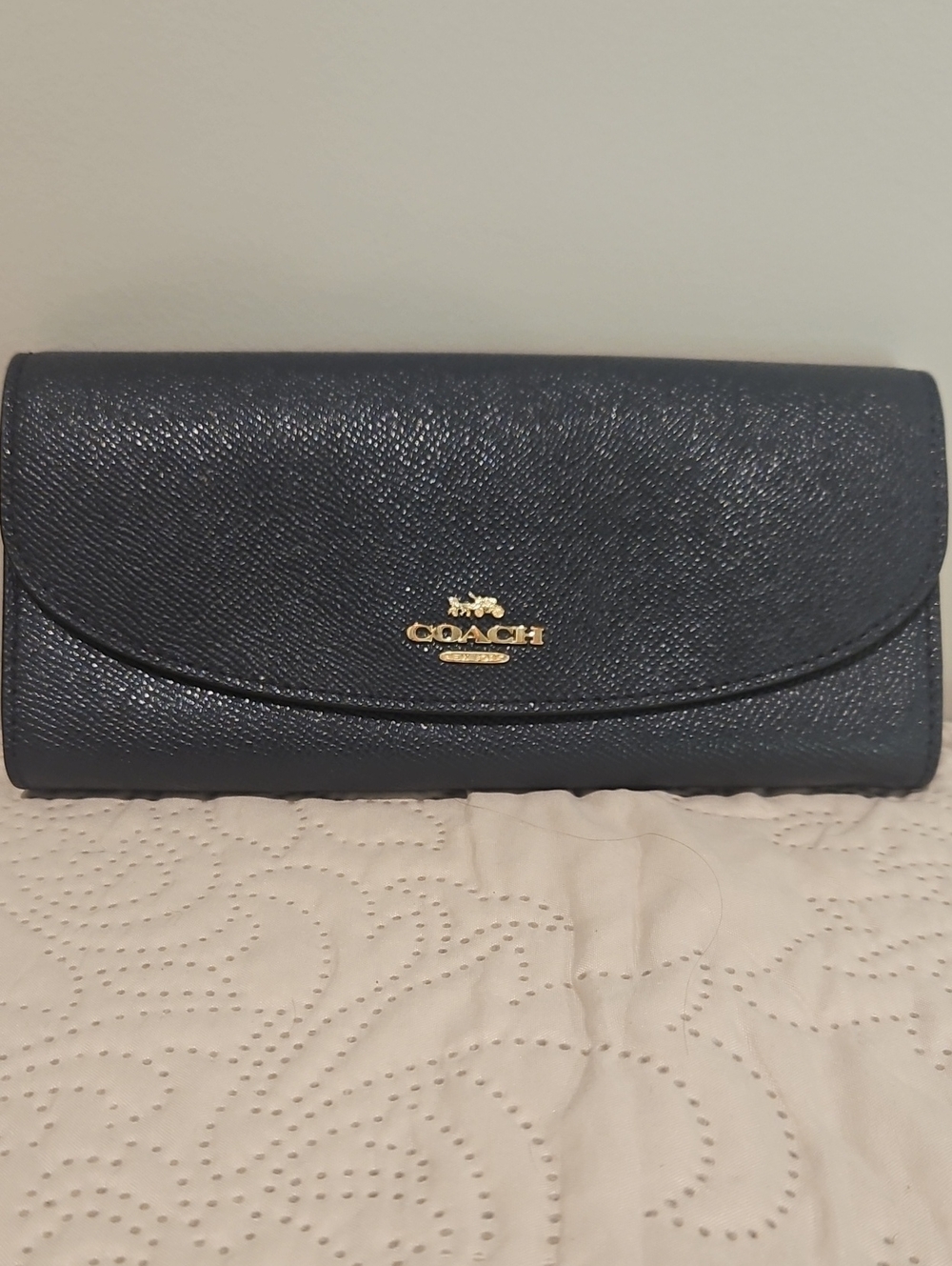 Coach Blue Leather Wallet – Gold Hardware